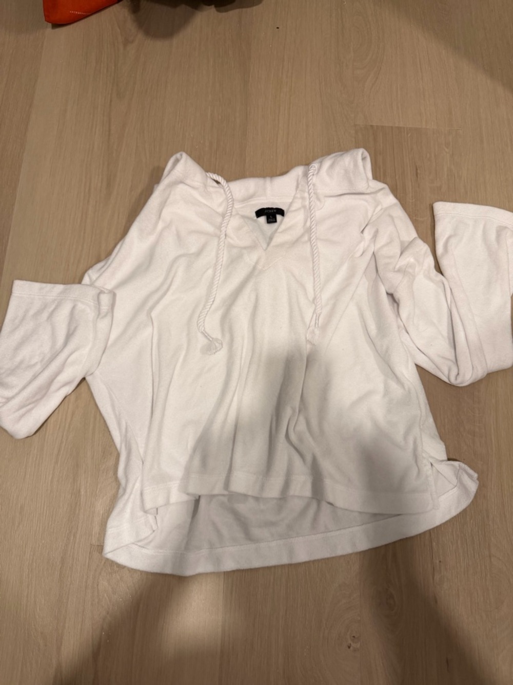 J.CREW White Hooded Terry Lightweight Pullover